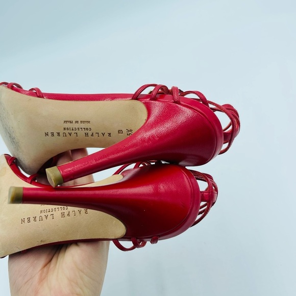 Ralph Lauren Purple Label Multi T-strap Heels Red 5.5 - Picture 9 of 10